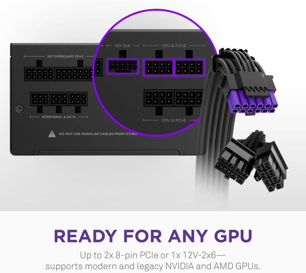 imageNZXT C1000 Gold ATX 31 Fully Modular LowNoise PC Gaming Power Supply 1000 Watts 80 Plus Gold 12V2x6 Connector Zero Fan Mode 100 Japanese Capacitors WhiteBlack