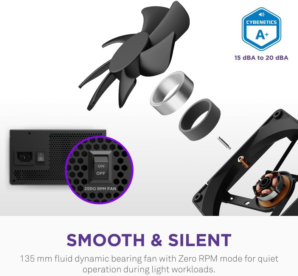 imageNZXT C1000 Gold ATX 31 Fully Modular LowNoise PC Gaming Power Supply 1000 Watts 80 Plus Gold 12V2x6 Connector Zero Fan Mode 100 Japanese Capacitors WhiteBlack