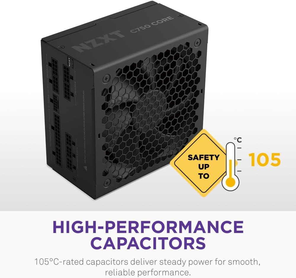 imageNZXT C1000 Gold ATX 31 Fully Modular LowNoise PC Gaming Power Supply 1000 Watts 80 Plus Gold 12V2x6 Connector Zero Fan Mode 100 Japanese Capacitors WhiteBlack