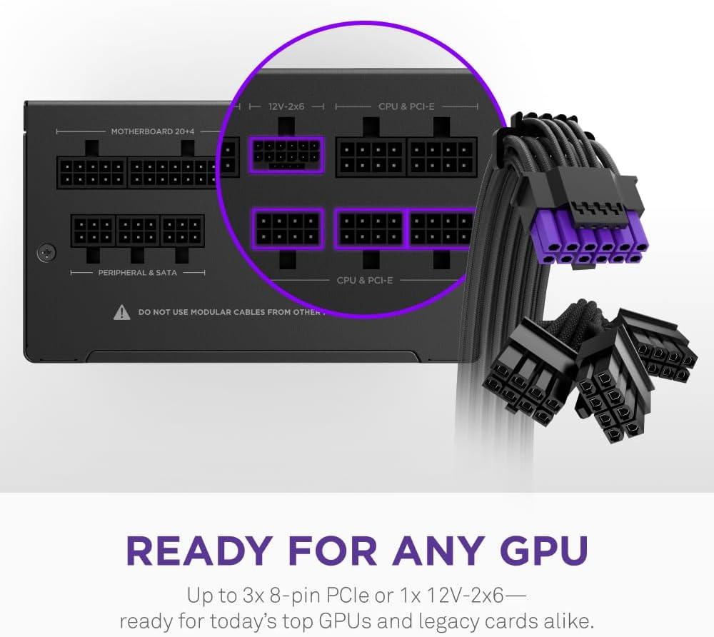 imageNZXT C1000 Gold ATX 31 Fully Modular LowNoise PC Gaming Power Supply 1000 Watts 80 Plus Gold 12V2x6 Connector Zero Fan Mode 100 Japanese Capacitors WhiteBlack