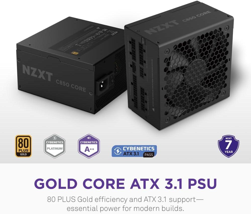 imageNZXT C1000 Gold ATX 31 Fully Modular LowNoise PC Gaming Power Supply 1000 Watts 80 Plus Gold 12V2x6 Connector Zero Fan Mode 100 Japanese Capacitors WhiteBlack