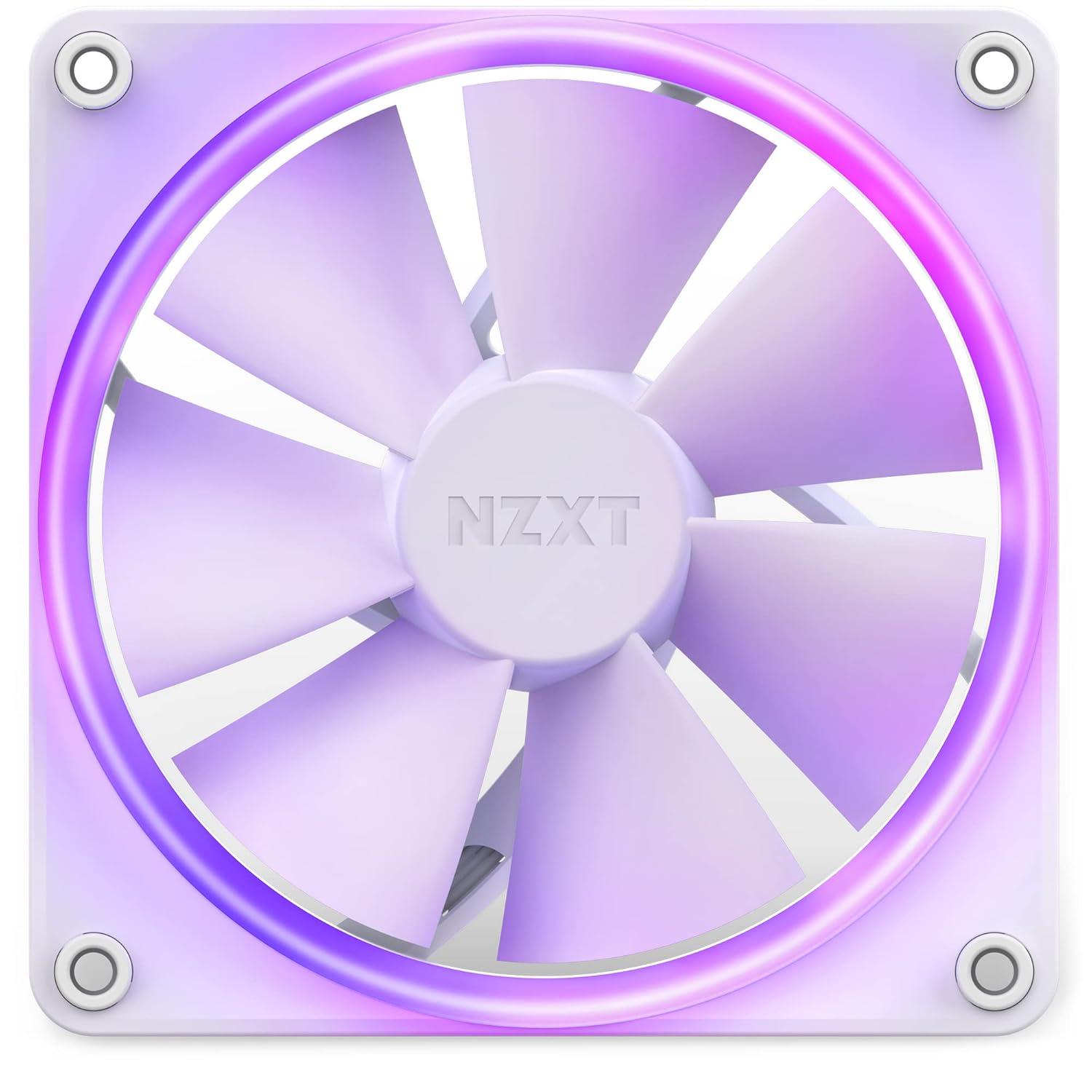 imageNZXT F120 RGB Triple Pack 3 x 120mm RGB PWM PC Fans with RGB Controller High Airflow Low Noise Fluid Dynamic Bearing CAM Software Control 18 LEDs per Fan BlackWhite