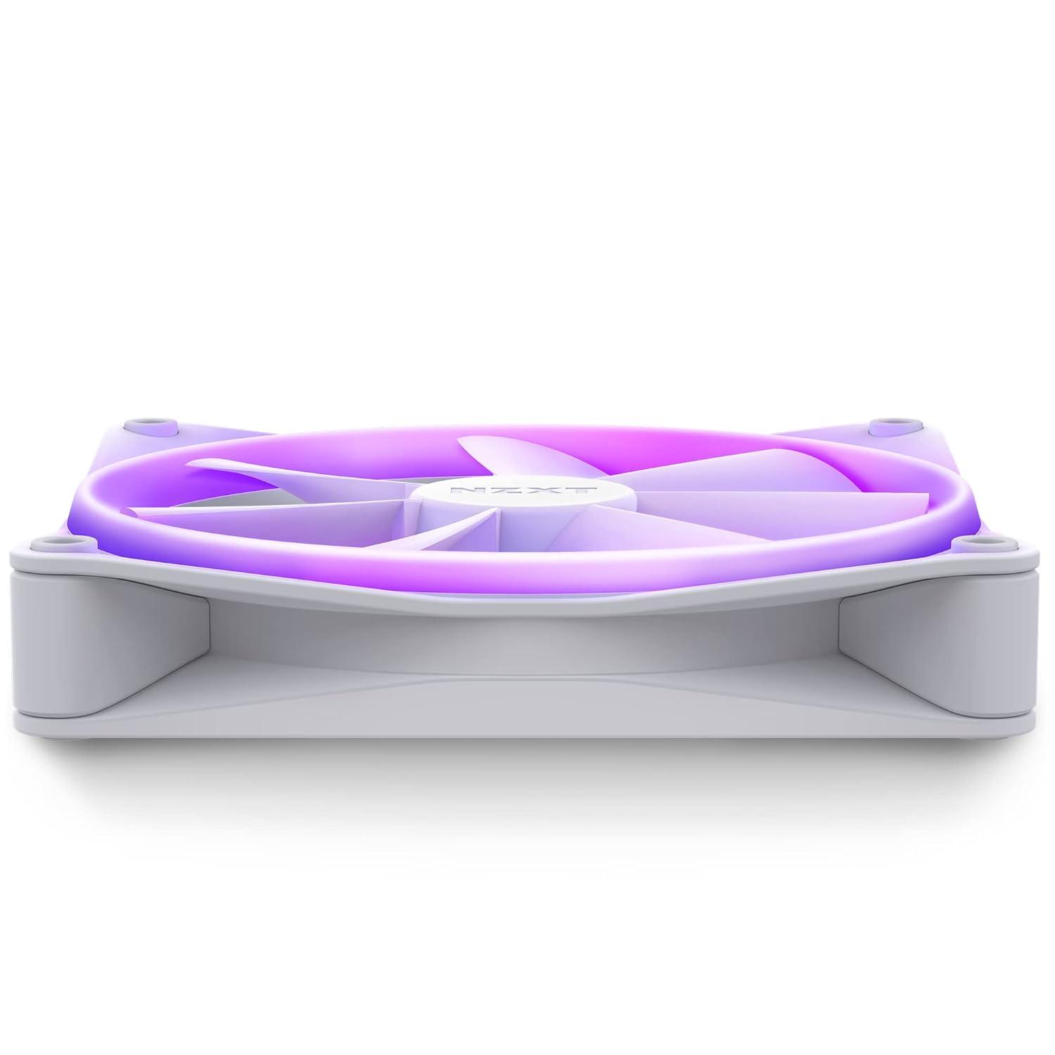 imageNZXT F120 RGB Triple Pack 3 x 120mm RGB PWM PC Fans with RGB Controller High Airflow Low Noise Fluid Dynamic Bearing CAM Software Control 18 LEDs per Fan BlackWhite