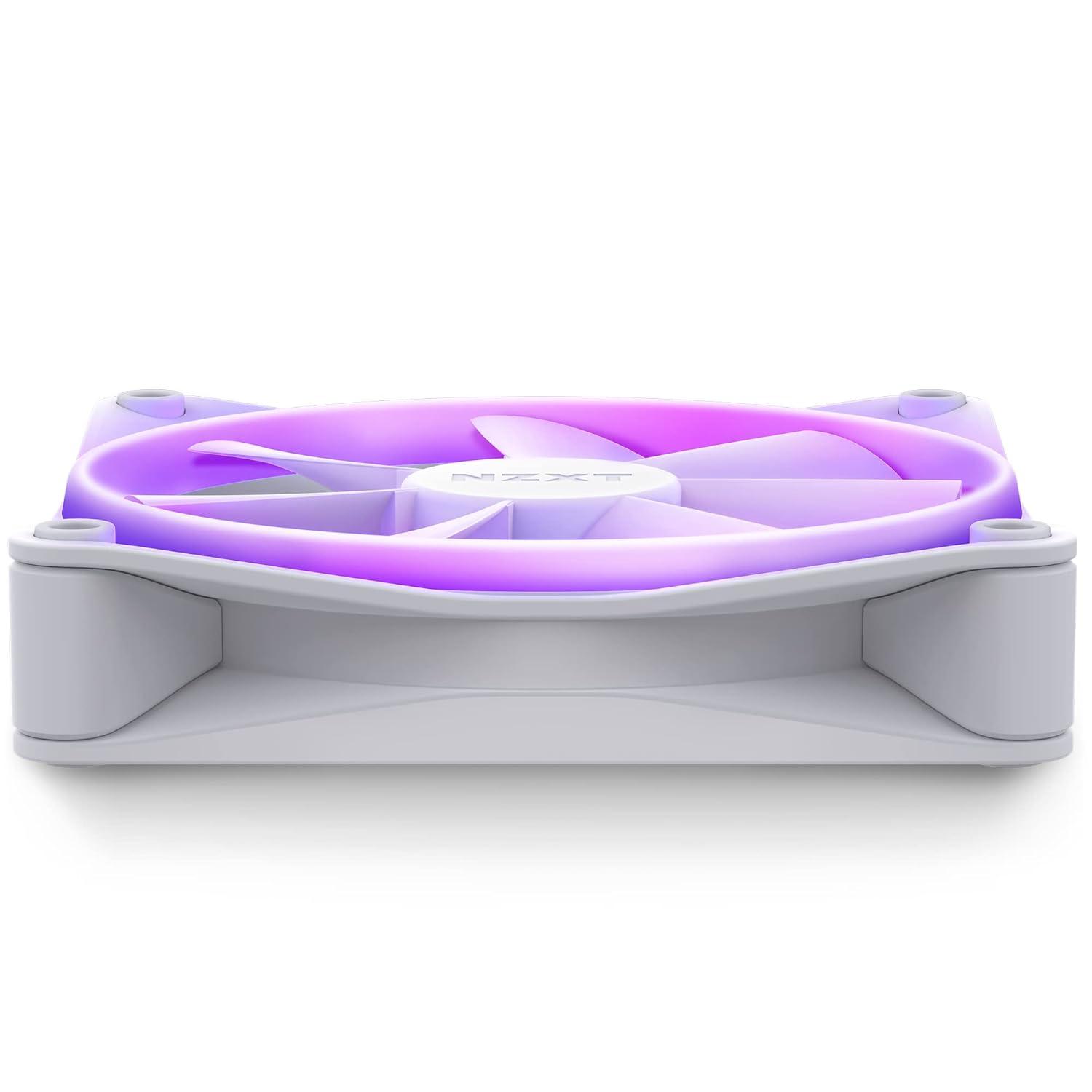 imageNZXT F120 RGB Triple Pack 3 x 120mm RGB PWM PC Fans with RGB Controller High Airflow Low Noise Fluid Dynamic Bearing CAM Software Control 18 LEDs per Fan BlackWhite