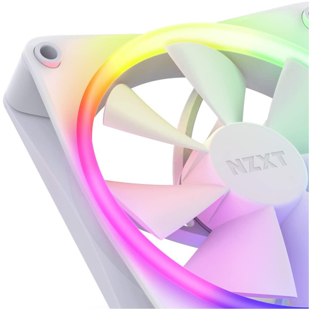 imageNZXT F120 RGB Triple Pack 3 x 120mm RGB PWM PC Fans with RGB Controller High Airflow Low Noise Fluid Dynamic Bearing CAM Software Control 18 LEDs per Fan BlackWhite
