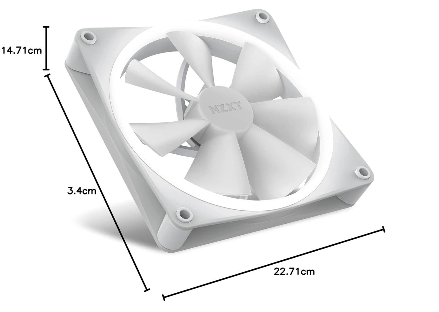 imageNZXT F120 RGB Triple Pack 3 x 120mm RGB PWM PC Fans with RGB Controller High Airflow Low Noise Fluid Dynamic Bearing CAM Software Control 18 LEDs per Fan BlackWhite