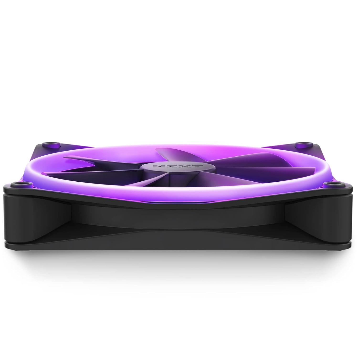 imageNZXT F120 RGB Triple Pack 3 x 120mm RGB PWM PC Fans with RGB Controller High Airflow Low Noise Fluid Dynamic Bearing CAM Software Control 18 LEDs per Fan BlackBlack