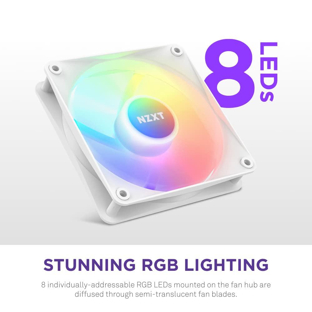 imageNZXT F280 RGB Core 280mm SingleFrame Fan Unit with 2 x 140mm RGB Fans Speed ampamp Lighting Control High Static Pressure ampamp Airflow Fluid Dynamic Bearings 8 aRGB LEDs Per Fan WhiteWhite