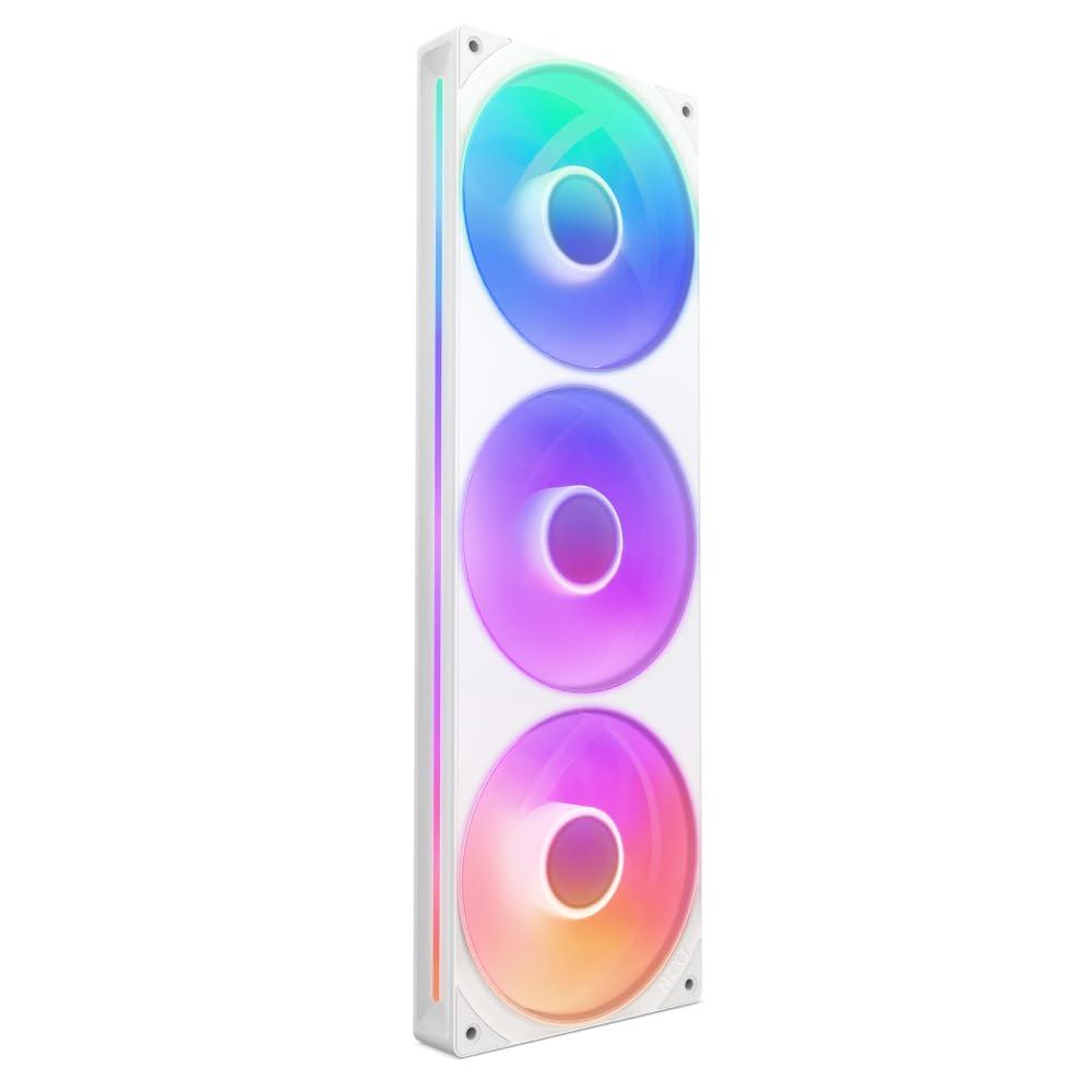 imageNZXT F280 RGB Core 280mm SingleFrame Fan Unit with 2 x 140mm RGB Fans Speed ampamp Lighting Control High Static Pressure ampamp Airflow Fluid Dynamic Bearings 8 aRGB LEDs Per Fan WhiteWhite