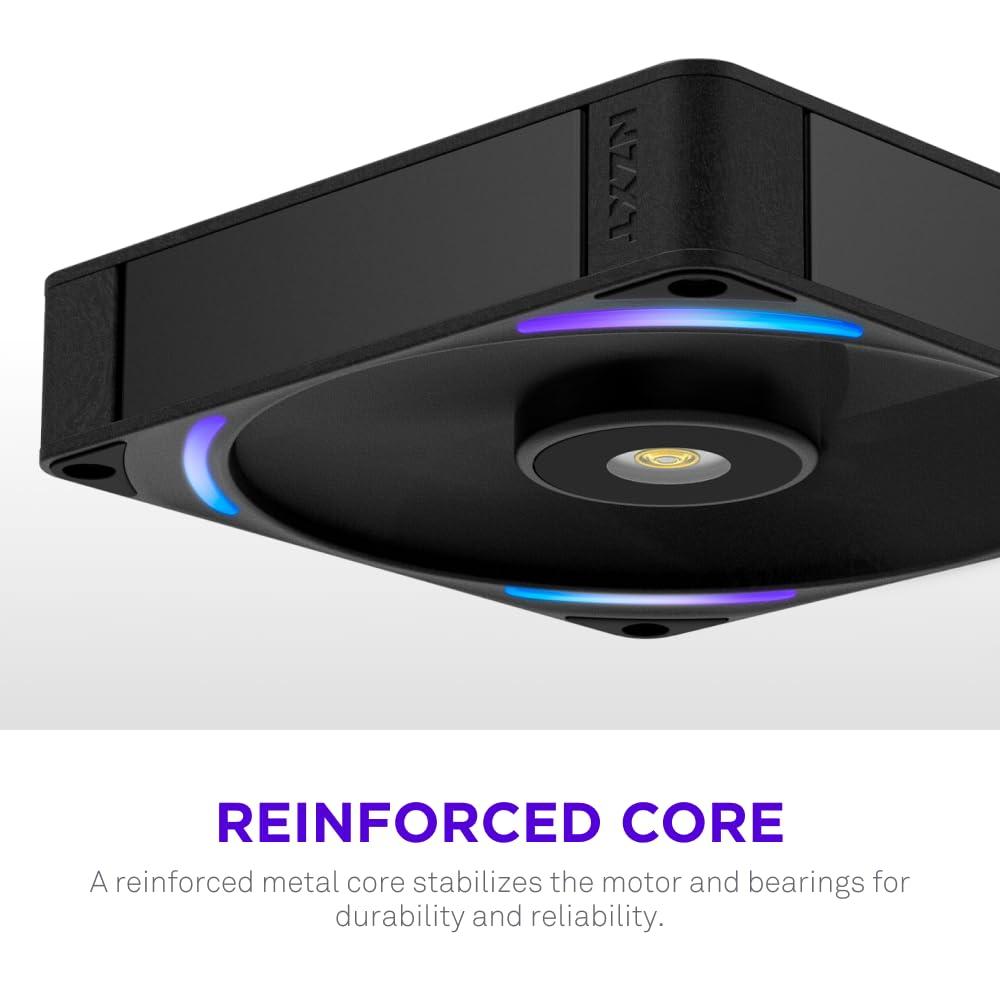 imageNZXT F280 RGB Core 280mm SingleFrame Fan Unit with 2 x 140mm RGB Fans Speed ampamp Lighting Control High Static Pressure ampamp Airflow Fluid Dynamic Bearings 8 aRGB LEDs Per Fan WhiteBlack