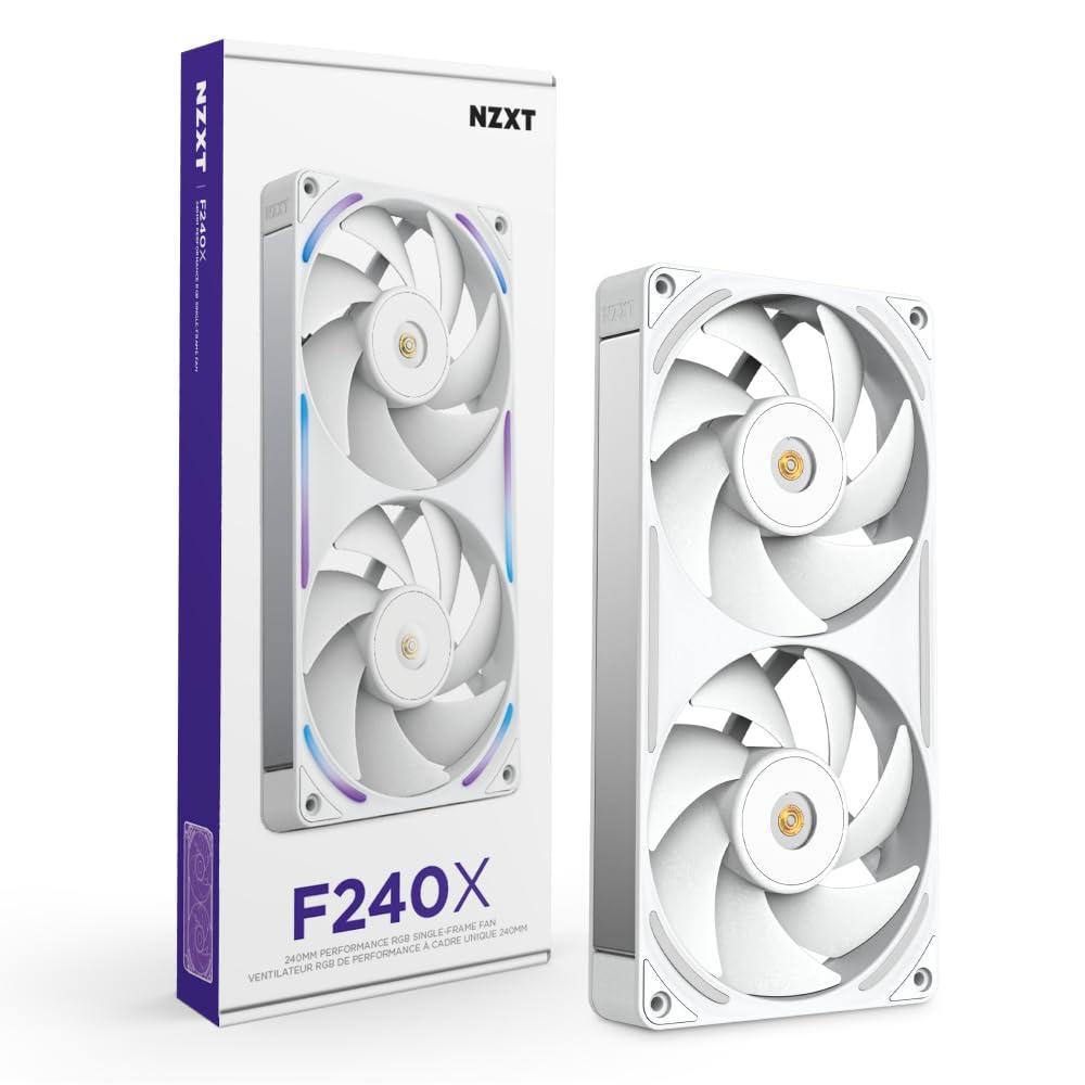 imageNZXT F280 RGB Core 280mm SingleFrame Fan Unit with 2 x 140mm RGB Fans Speed ampamp Lighting Control High Static Pressure ampamp Airflow Fluid Dynamic Bearings 8 aRGB LEDs Per Fan WhiteWhite