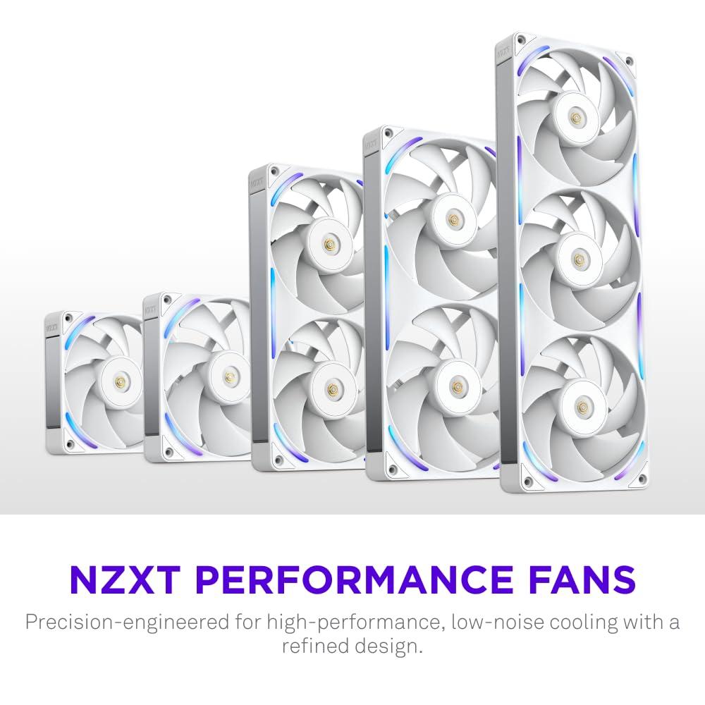 imageNZXT F280 RGB Core 280mm SingleFrame Fan Unit with 2 x 140mm RGB Fans Speed ampamp Lighting Control High Static Pressure ampamp Airflow Fluid Dynamic Bearings 8 aRGB LEDs Per Fan WhiteWhite