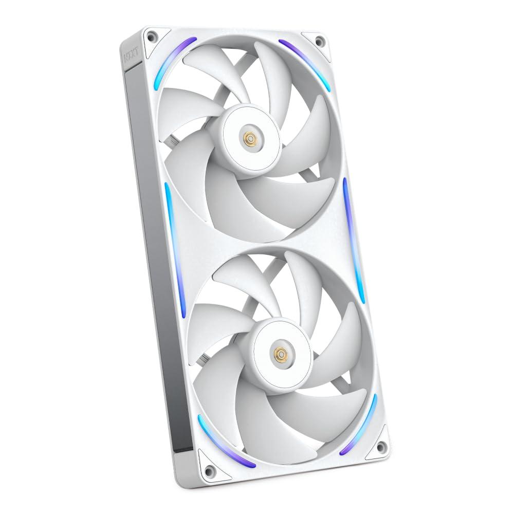 imageNZXT F280 RGB Core 280mm SingleFrame Fan Unit with 2 x 140mm RGB Fans Speed ampamp Lighting Control High Static Pressure ampamp Airflow Fluid Dynamic Bearings 8 aRGB LEDs Per Fan WhiteWhite
