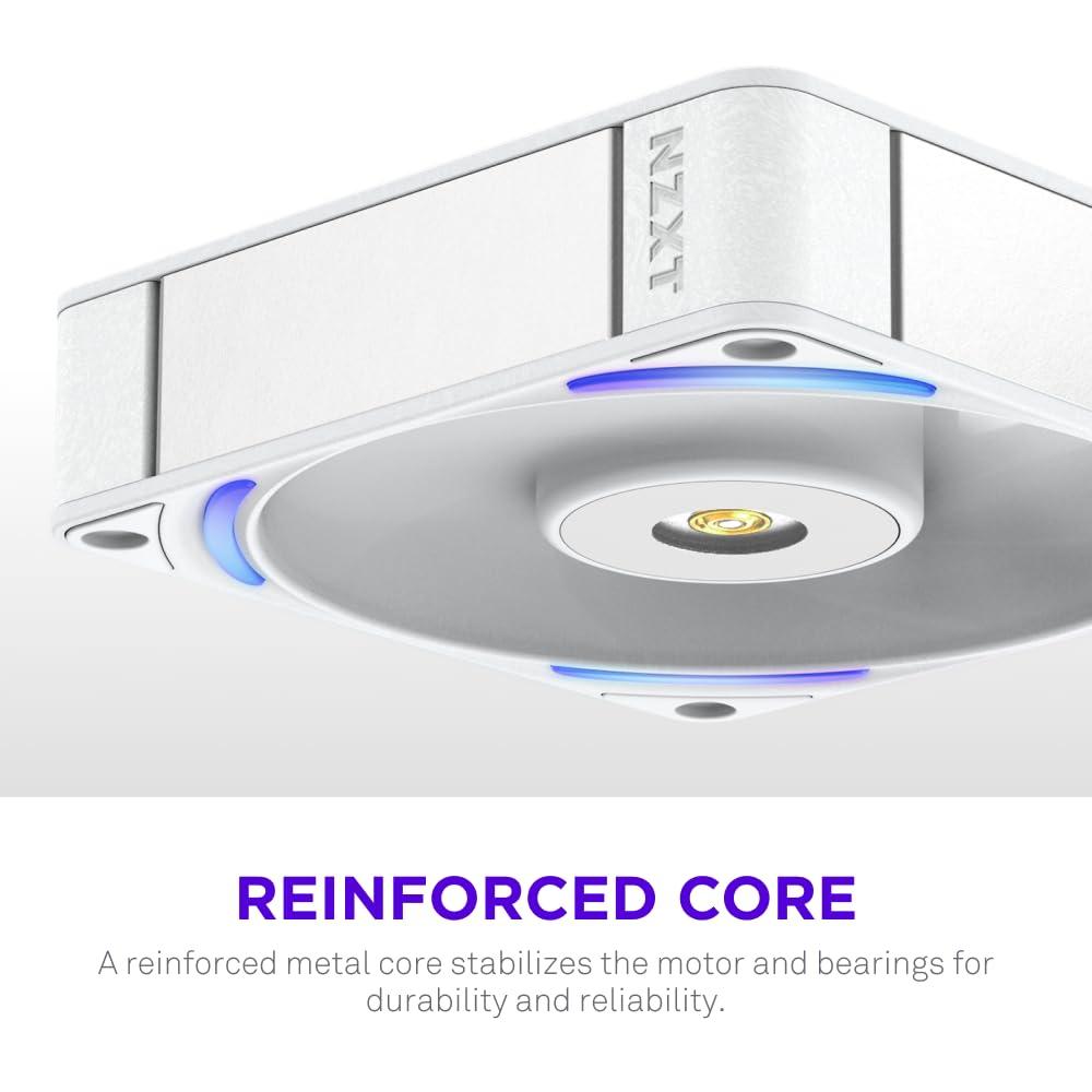imageNZXT F280 RGB Core 280mm SingleFrame Fan Unit with 2 x 140mm RGB Fans Speed ampamp Lighting Control High Static Pressure ampamp Airflow Fluid Dynamic Bearings 8 aRGB LEDs Per Fan WhiteWhite