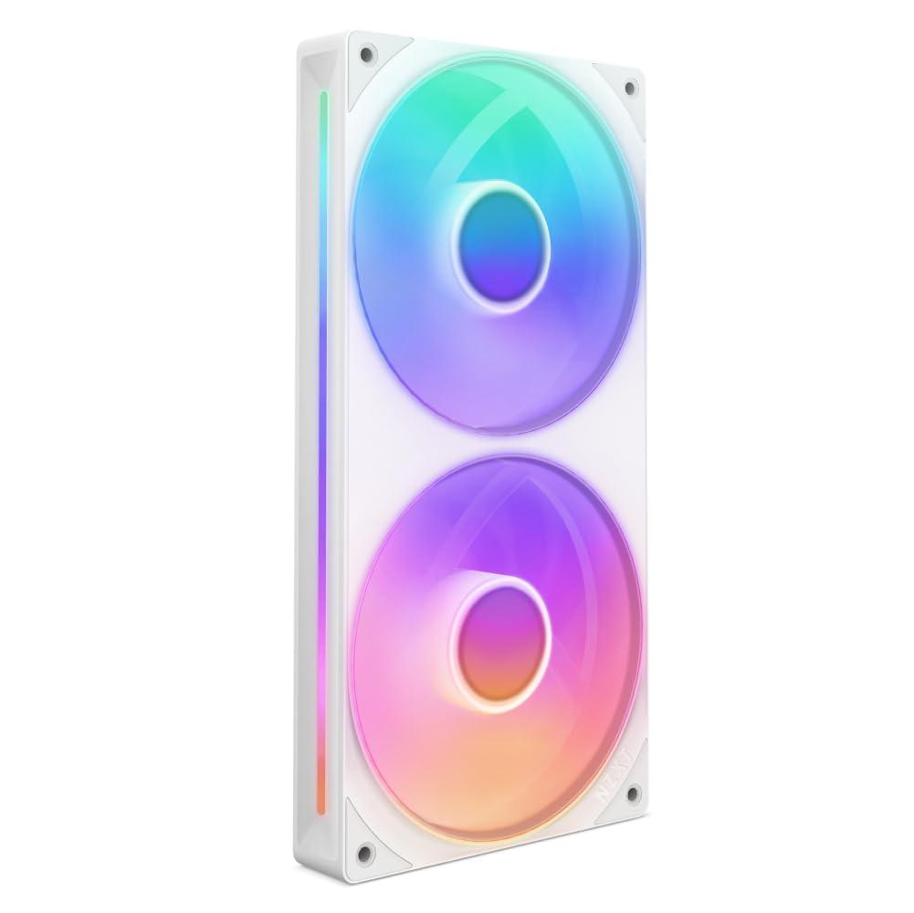 imageNZXT F280 RGB Core 280mm SingleFrame Fan Unit with 2 x 140mm RGB Fans Speed ampamp Lighting Control High Static Pressure ampamp Airflow Fluid Dynamic Bearings 8 aRGB LEDs Per Fan WhiteWhite