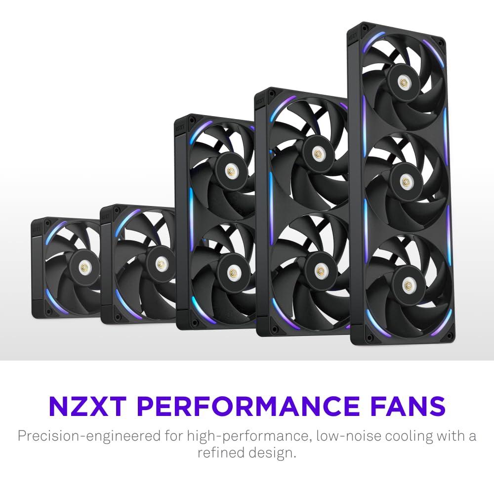 imageNZXT F280 RGB Core 280mm SingleFrame Fan Unit with 2 x 140mm RGB Fans Speed ampamp Lighting Control High Static Pressure ampamp Airflow Fluid Dynamic Bearings 8 aRGB LEDs Per Fan WhiteBlack