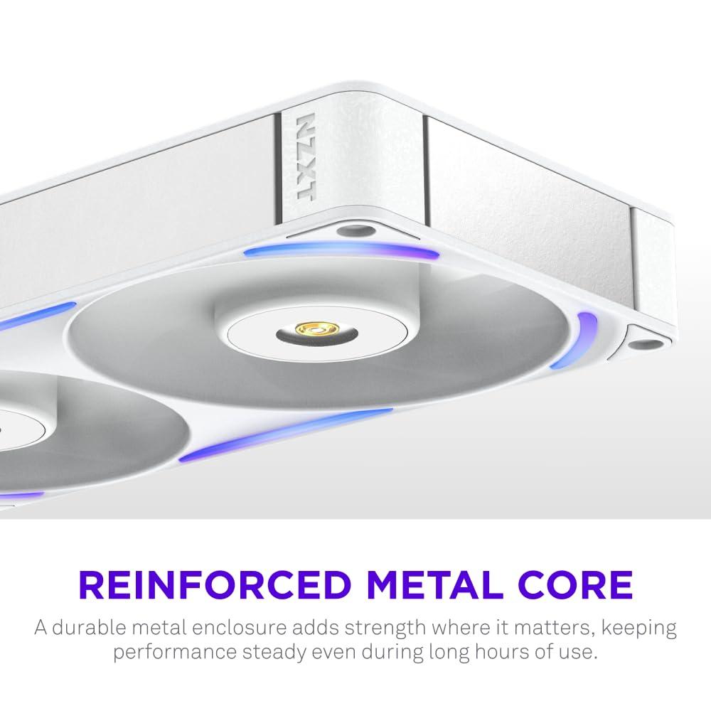 imageNZXT F280 RGB Core 280mm SingleFrame Fan Unit with 2 x 140mm RGB Fans Speed ampamp Lighting Control High Static Pressure ampamp Airflow Fluid Dynamic Bearings 8 aRGB LEDs Per Fan WhiteWhite