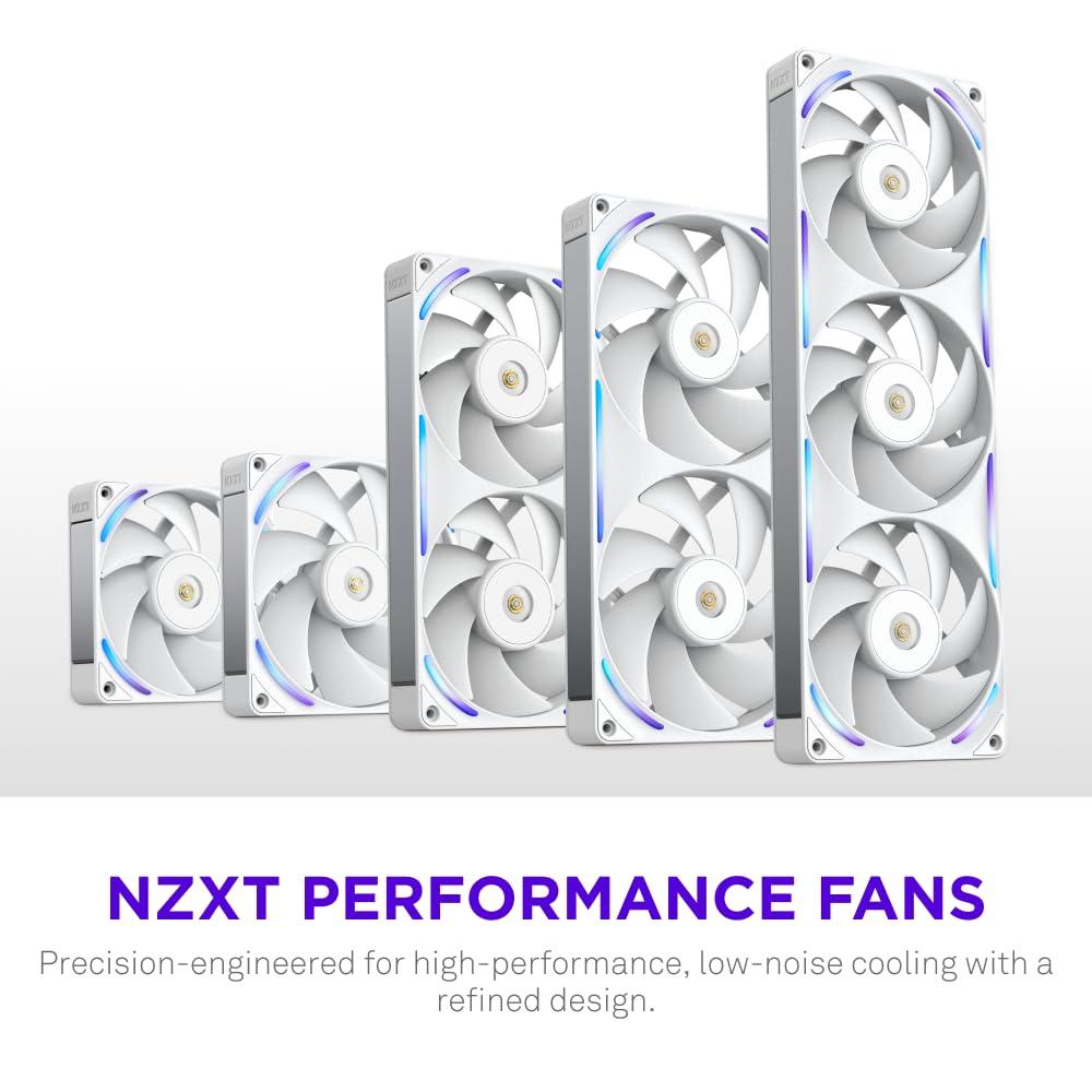 imageNZXT F280 RGB Core 280mm SingleFrame Fan Unit with 2 x 140mm RGB Fans Speed ampamp Lighting Control High Static Pressure ampamp Airflow Fluid Dynamic Bearings 8 aRGB LEDs Per Fan WhiteWhite