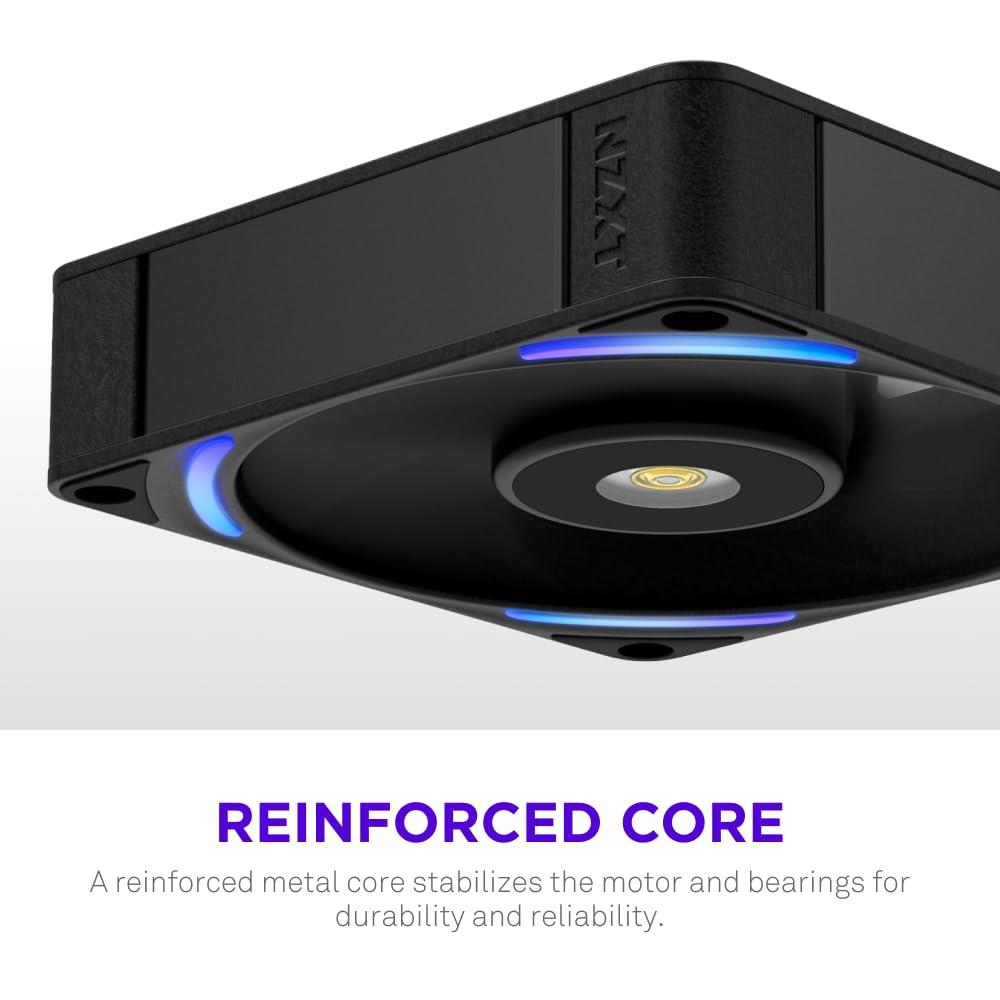 imageNZXT F280 RGB Core 280mm SingleFrame Fan Unit with 2 x 140mm RGB Fans Speed ampamp Lighting Control High Static Pressure ampamp Airflow Fluid Dynamic Bearings 8 aRGB LEDs Per Fan WhiteBlack