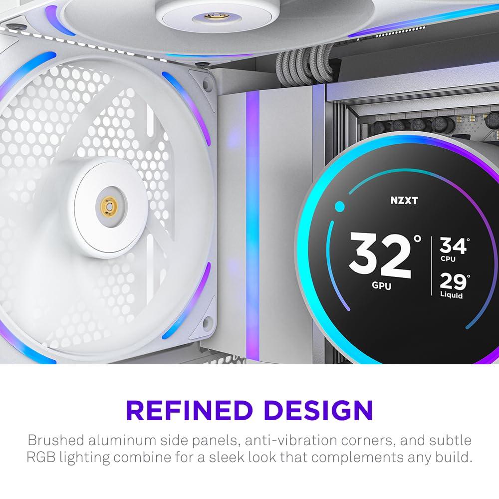 imageNZXT F280 RGB Core 280mm SingleFrame Fan Unit with 2 x 140mm RGB Fans Speed ampamp Lighting Control High Static Pressure ampamp Airflow Fluid Dynamic Bearings 8 aRGB LEDs Per Fan WhiteWhite
