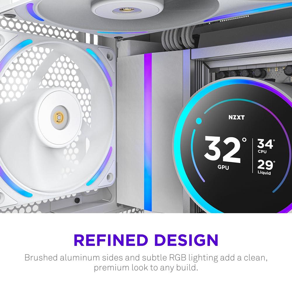 imageNZXT F280 RGB Core 280mm SingleFrame Fan Unit with 2 x 140mm RGB Fans Speed ampamp Lighting Control High Static Pressure ampamp Airflow Fluid Dynamic Bearings 8 aRGB LEDs Per Fan WhiteWhite