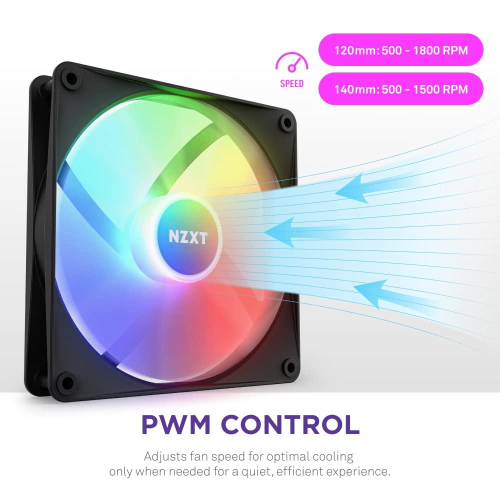 imageNZXT F280 RGB Core 280mm SingleFrame Fan Unit with 2 x 140mm RGB Fans Speed ampamp Lighting Control High Static Pressure ampamp Airflow Fluid Dynamic Bearings 8 aRGB LEDs Per Fan WhiteBlack