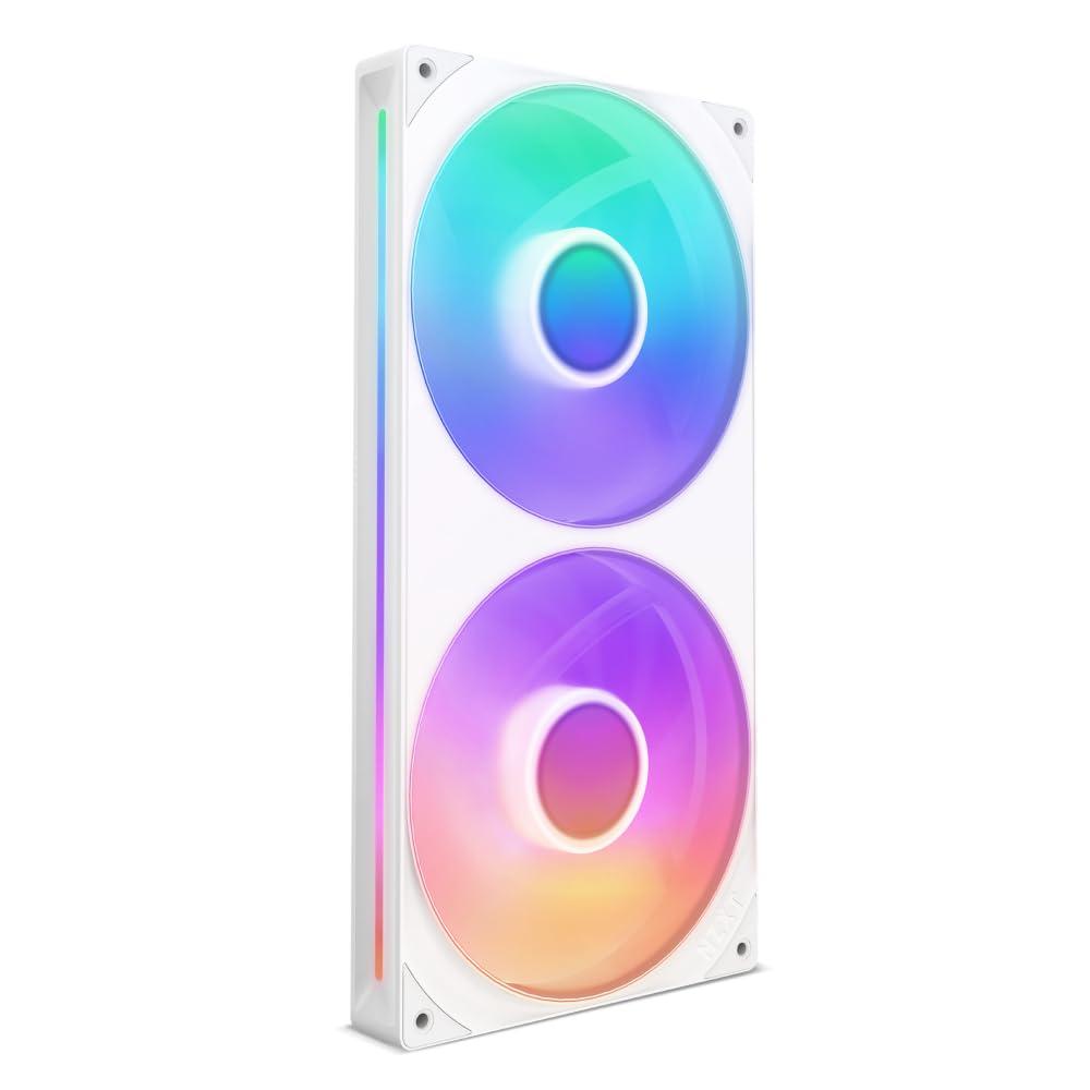 imageNZXT F280 RGB Core 280mm SingleFrame Fan Unit with 2 x 140mm RGB Fans Speed ampamp Lighting Control High Static Pressure ampamp Airflow Fluid Dynamic Bearings 8 aRGB LEDs Per Fan WhiteWhite