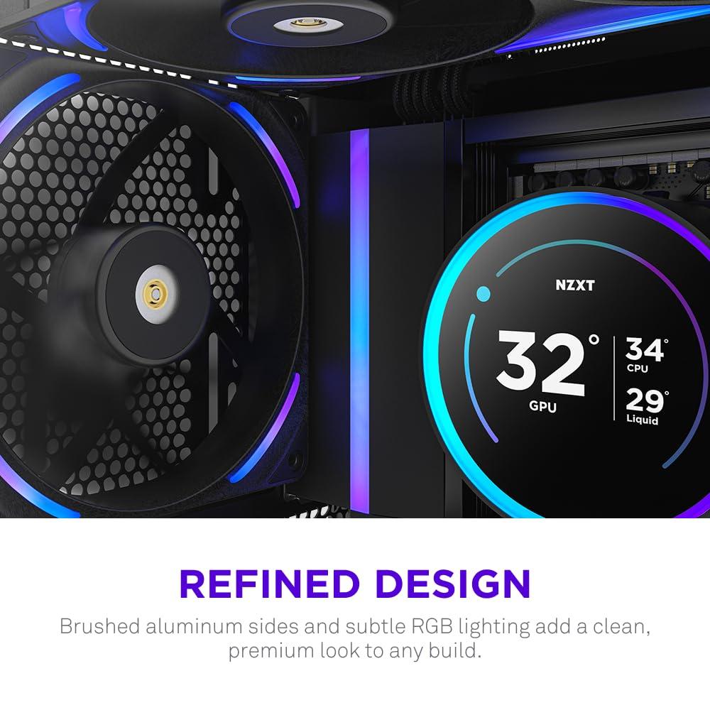 imageNZXT F280 RGB Core 280mm SingleFrame Fan Unit with 2 x 140mm RGB Fans Speed ampamp Lighting Control High Static Pressure ampamp Airflow Fluid Dynamic Bearings 8 aRGB LEDs Per Fan WhiteBlack