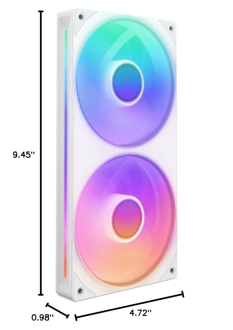 imageNZXT F280 RGB Core 280mm SingleFrame Fan Unit with 2 x 140mm RGB Fans Speed ampamp Lighting Control High Static Pressure ampamp Airflow Fluid Dynamic Bearings 8 aRGB LEDs Per Fan WhiteWhite