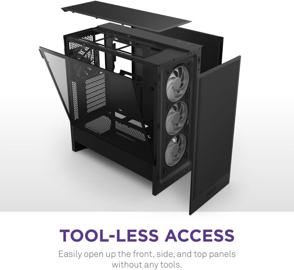 imageNZXT H5 Flow RGB 2024 Compact ATX MidTower PC Gaming Case High Airflow F360 RGB Core CV Included 360mm Front ampamp 240mm Top Radiator Support Cable Management Tempered Glass WhiteBlack