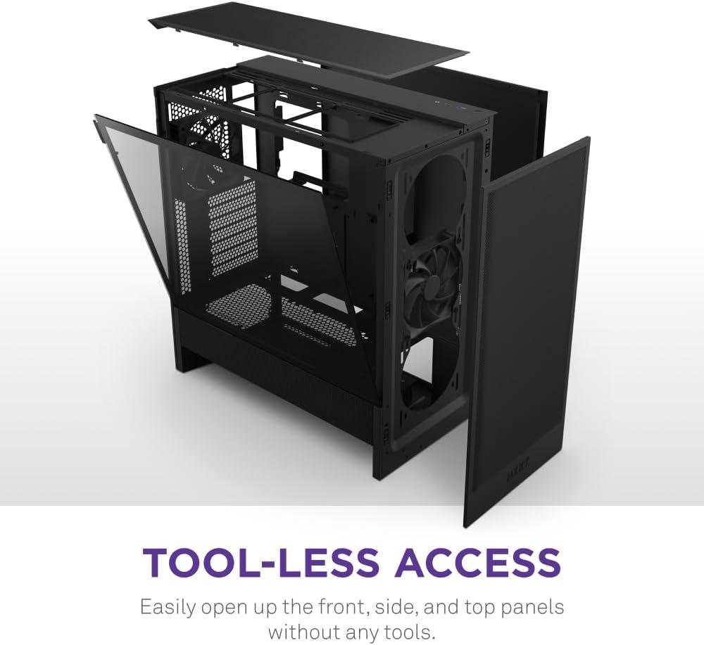 imageNZXT H5 Flow RGB 2024 Compact ATX MidTower PC Gaming Case High Airflow F360 RGB Core CV Included 360mm Front ampamp 240mm Top Radiator Support Cable Management Tempered Glass WhiteBlack