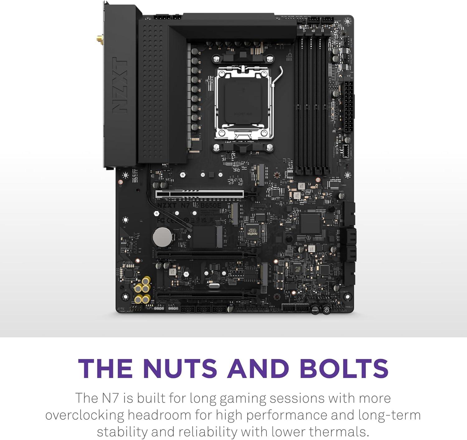 imageNZXT N7 B850 AMD B850 AM5 ATX Gaming Motherboard for Ryzen 9000800070001621 DDR5 3X M2 PCIe 50 WiFi 6E 25GbE LAN M2 NVME with QuickRelease Latch Full Cover WhiteBlack