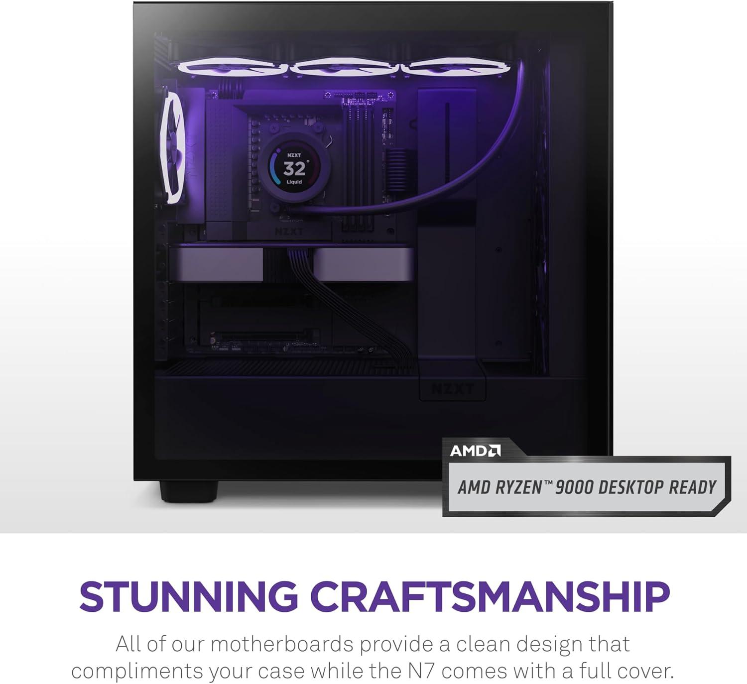 imageNZXT N7 B850 AMD B850 AM5 ATX Gaming Motherboard for Ryzen 9000800070001621 DDR5 3X M2 PCIe 50 WiFi 6E 25GbE LAN M2 NVME with QuickRelease Latch Full Cover WhiteBlack