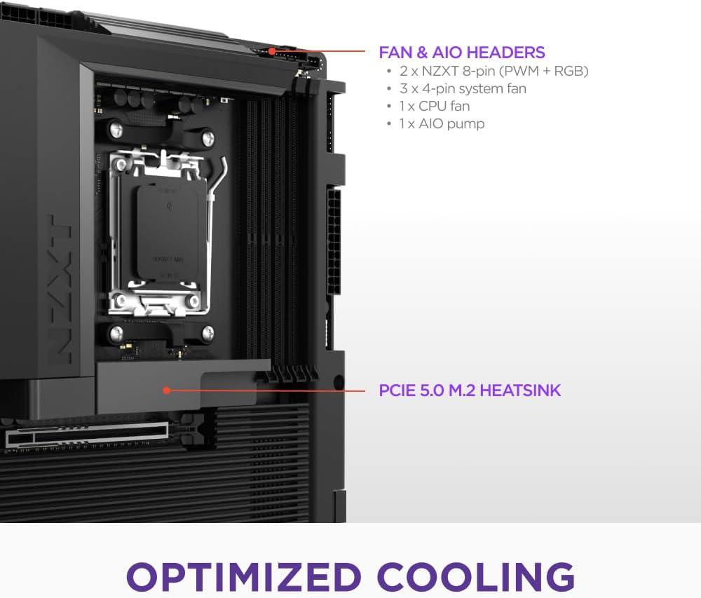 imageNZXT N7 B850 AMD B850 AM5 ATX Gaming Motherboard for Ryzen 9000800070001621 DDR5 3X M2 PCIe 50 WiFi 6E 25GbE LAN M2 NVME with QuickRelease Latch Full Cover WhiteBlack