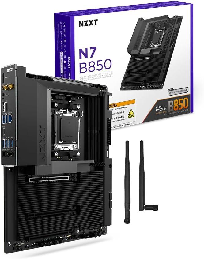 imageNZXT N7 B850 AMD B850 AM5 ATX Gaming Motherboard for Ryzen 9000800070001621 DDR5 3X M2 PCIe 50 WiFi 6E 25GbE LAN M2 NVME with QuickRelease Latch Full Cover WhiteBlack
