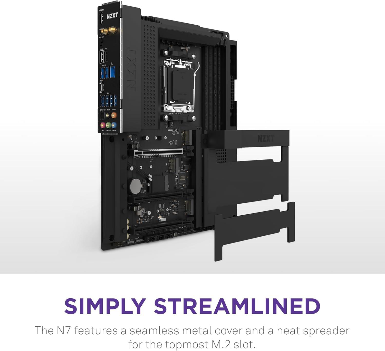 imageNZXT N7 B850 AMD B850 AM5 ATX Gaming Motherboard for Ryzen 9000800070001621 DDR5 3X M2 PCIe 50 WiFi 6E 25GbE LAN M2 NVME with QuickRelease Latch Full Cover WhiteBlack