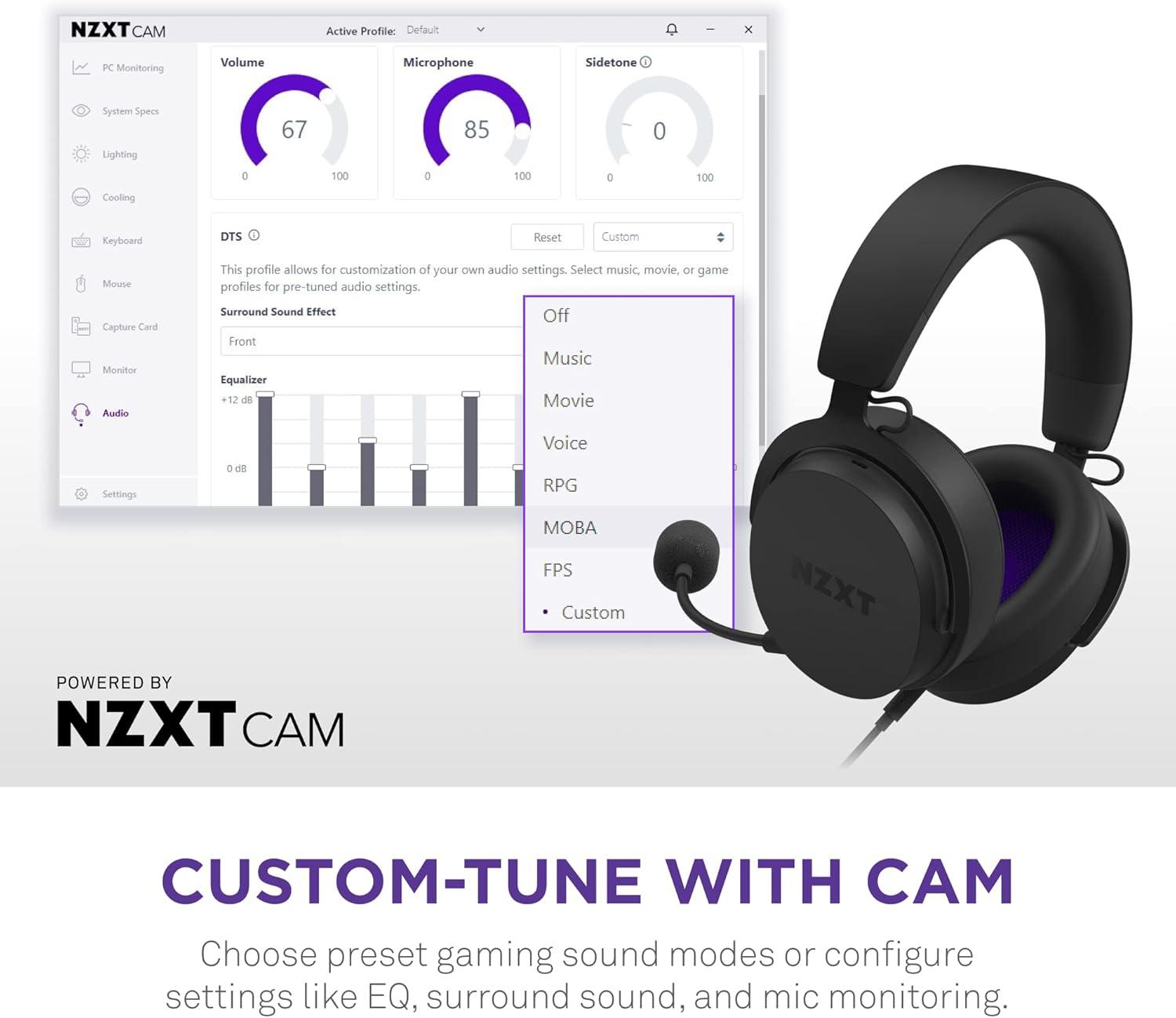 imageNZXT Relay Wired PC Gaming Headset APWCB40B2 HiRes Audio Certified DTS HeadphoneX 71 Surround Sound Lightweight ampamp Comfortable Design Detachable Microphone BlackBlack