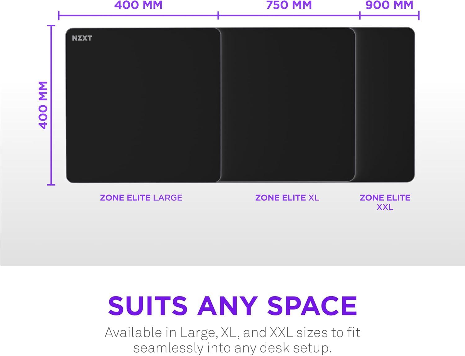 imageNZXT Zone Elite Premium Large Gaming Mouse Pad UltraSmooth NanoKnit Cloth Surface Optimized for Speed and Control SpillResistant Soft Foam Base Reinforced LowProfile Stitching BlackBlack