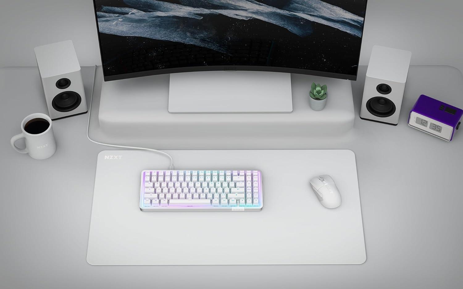 imageNZXT Zone Elite Premium Large Gaming Mouse Pad UltraSmooth NanoKnit Cloth Surface Optimized for Speed and Control SpillResistant Soft Foam Base Reinforced LowProfile Stitching BlackWhite