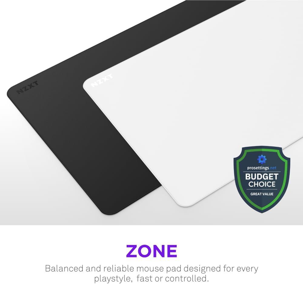 imageNZXT Zone Elite Premium Large Gaming Mouse Pad UltraSmooth NanoKnit Cloth Surface Optimized for Speed and Control SpillResistant Soft Foam Base Reinforced LowProfile Stitching BlackWhite