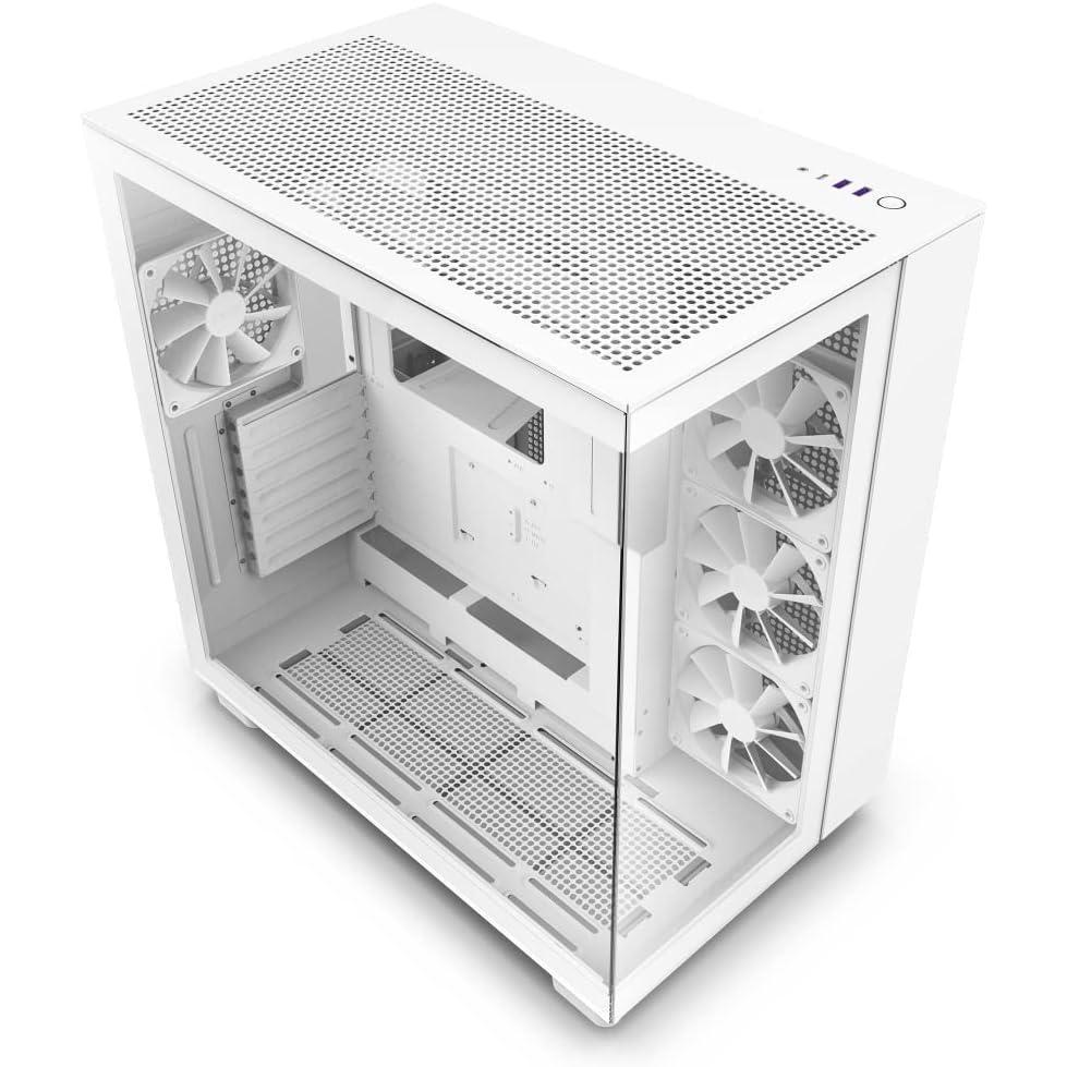 imageNZXT H9 Flow RGB 2025  Large DualChamber ATX MidTower Airflow PC Case  Includes 7 RGB Fans 6 x 140mm 1 x 120mm ampamp Control Hub  420mm Radiator Support  BackConnect Ready  BlackWhite