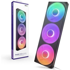NZXT F420 RGB Core – 420mm Single-Frame Fan Unit with 3 x 140mm RGB Fans – Speed & Lighting Control – High Static Pressure & Airflow – Fluid Dynamic Bearings – 8 aRGB LEDs Per Fan – Black