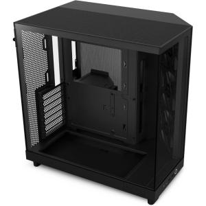NZXT H6 Flow | CC-H61FB-01 | Compact Dual-Chamber Mid-Tower Airflow Case | Panoramic Glass Panels | High-Performance Airflow Panels | Includes 3 x 120mm Fans | Cable Management | Black(Black)
