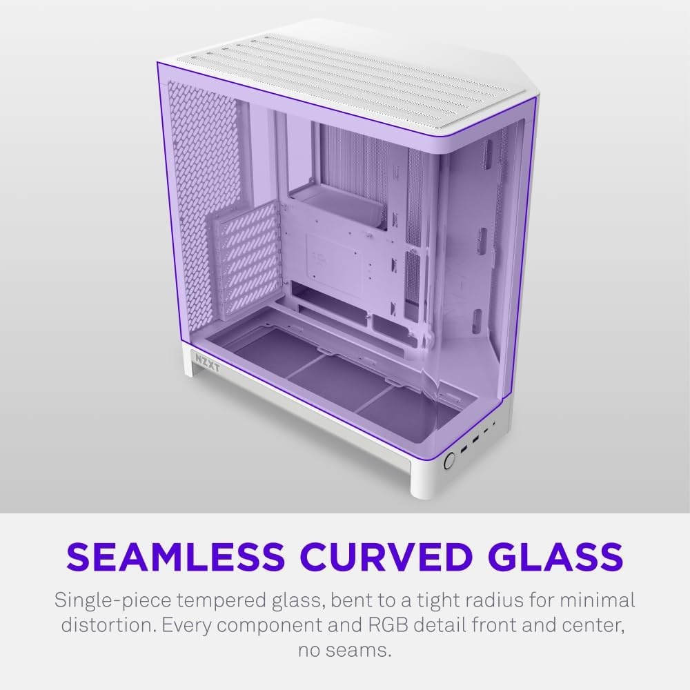 image:imageNZXT H6 Compact DualChamber ATX PC Case 10x 120mm Fan Support 360mm Radiator BackConnect Motherboard Ready Seamless Curved Tempered Glass White