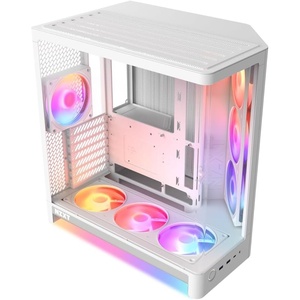 NZXT H6 RGB+ Compact Dual-Chamber ATX PC Case – Pre-Installed RGB Fans & Control Hub Lite – 360mm Radiator – Back-Connect Ready – Seamless Curved Glass – White