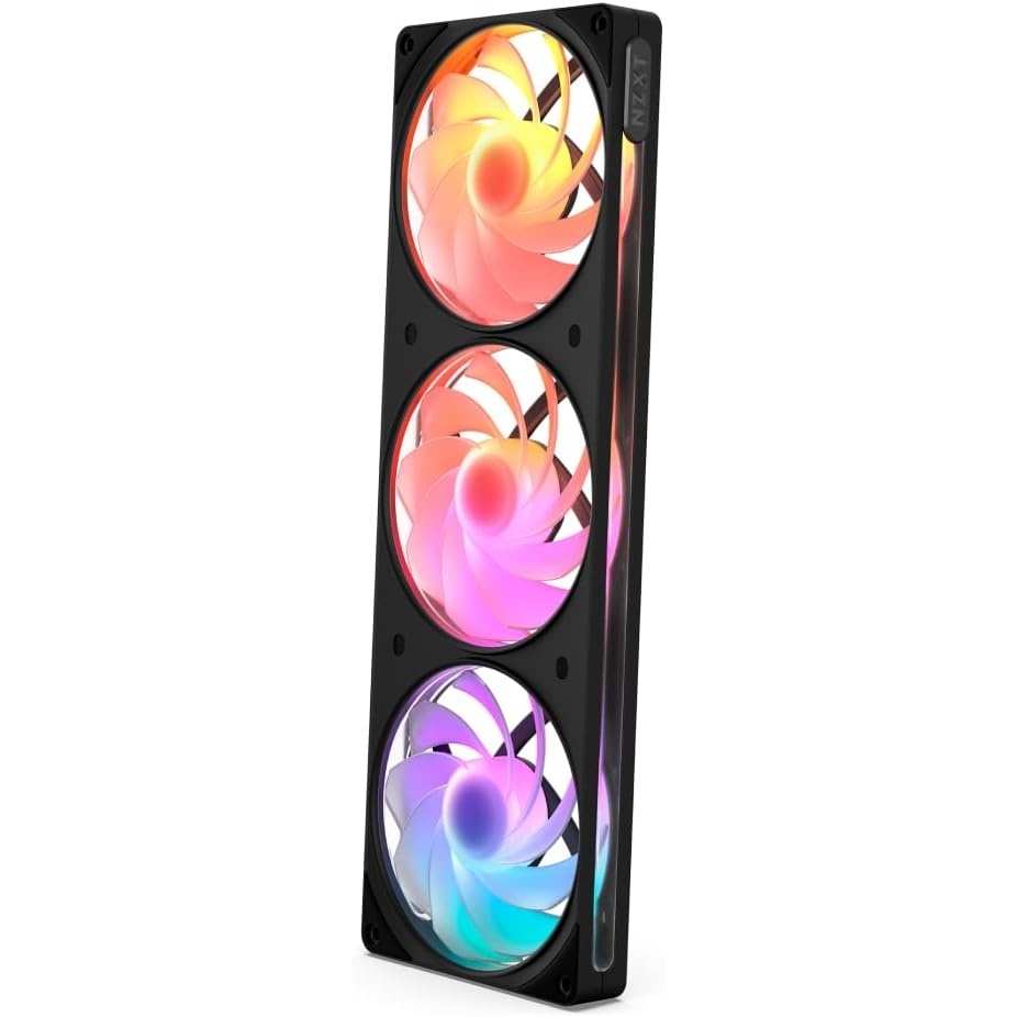 image:imageNZXT F360 RGB Reverse SingleFrame Fan  3X 120mm ReverseBlade PWM PC Case Fans  Vibrant RGB Lighting  Fluid Dynamic Bearing  NZXT CAM Compatible  Black